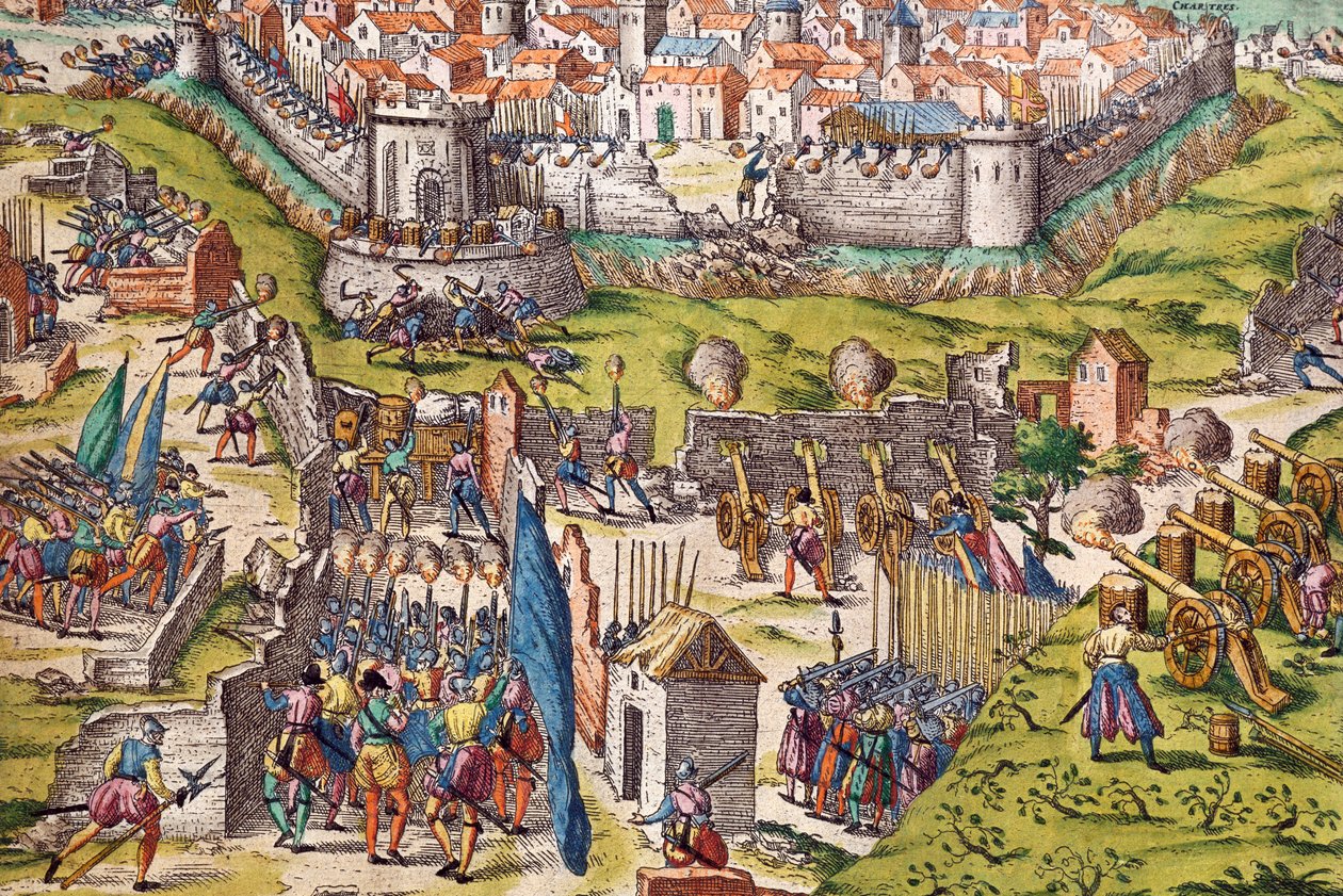 El ejército de Condé sitiando Chartres, marzo de 1568, grabado de Franz Hogenberg (1535-1590), Francia de Franz Hogenberg