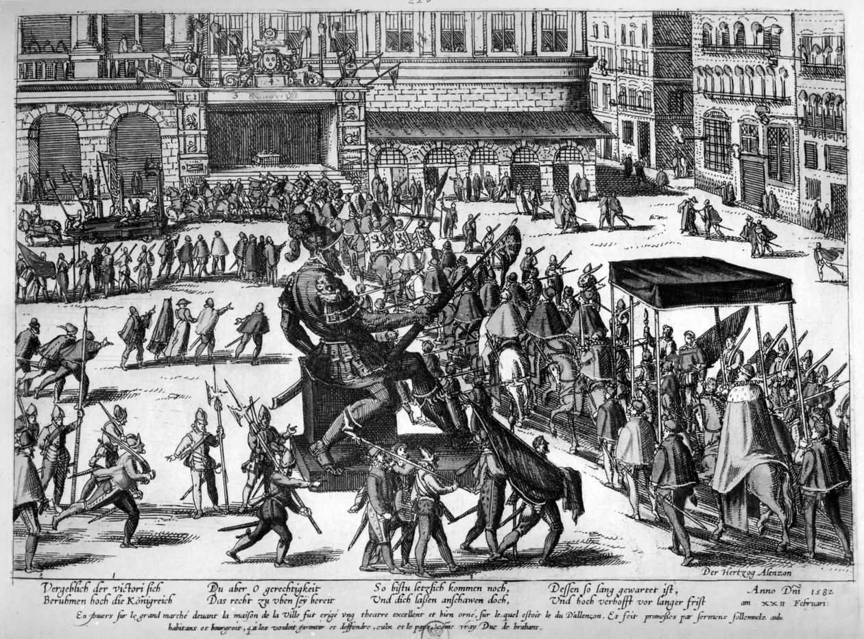 Entrada de Hercule Francois de Francia, duque de Alençon (1554-84) en Amberes, 19 de febrero de 1582 de Franz Hogenberg