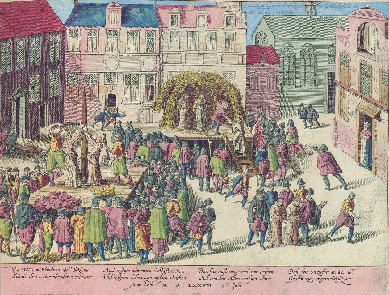 Ejecución en Brujas por quema de tres frailes por sodomía, 28 de junio de 1578 de Franz Hogenberg