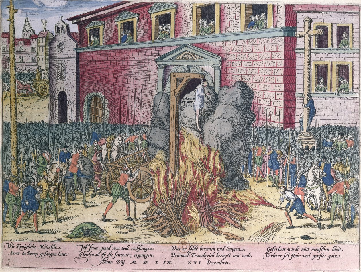Ahorcamiento de Anne du Bourg (1521-59) Place de Greve, 23 de diciembre de 1559 de Franz Hogenberg