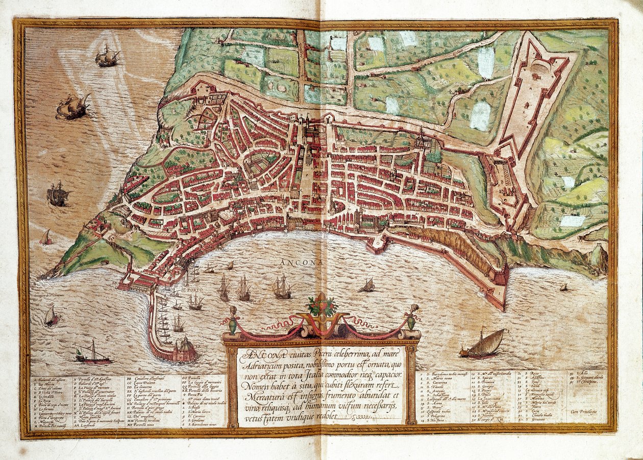 Mapa de Ancona (grabado) de Franz Hogenberg