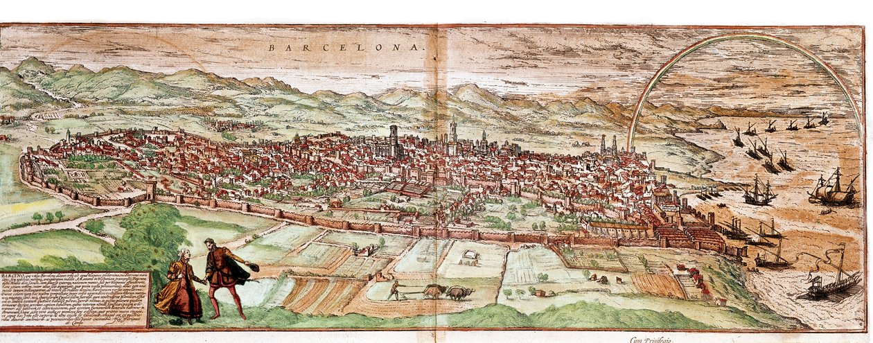 Mapa de Barcelona - España (grabado) de Franz Hogenberg