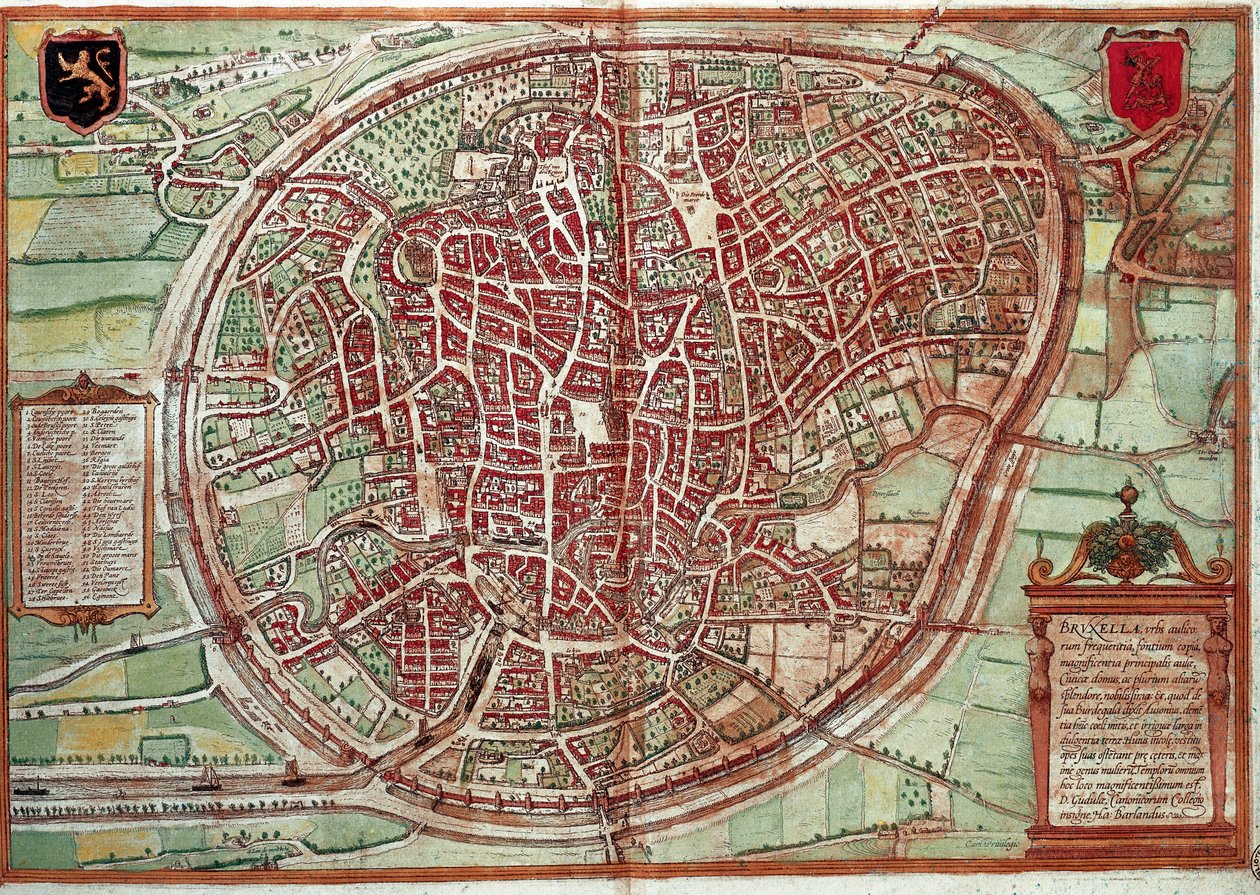 Mapa de Bruselas - Bélgica (grabado) de Franz Hogenberg