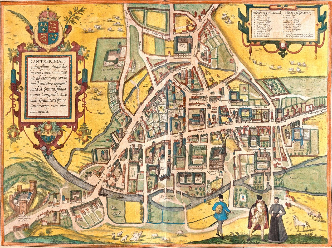 Mapa de Cambridge (Cantebrigia), Inglaterra de Franz Hogenberg