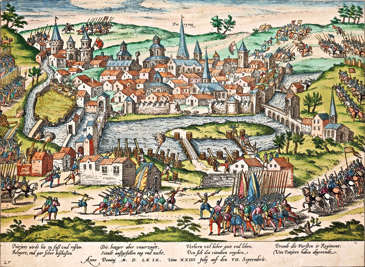 Los papistas sitian Poitiers, julio de 1569 de Franz Hogenberg