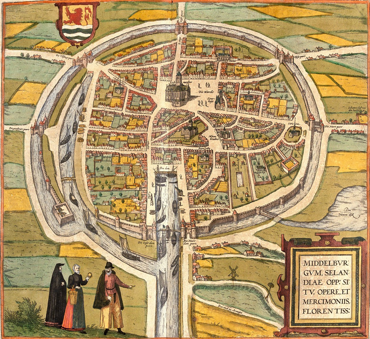 Plano de Middelburg (Middelburgum), Países Bajos de Franz Hogenberg