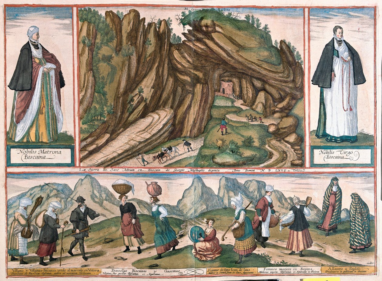Túnel de San Adrián o Lizarrate: paisaje en las estribaciones occidentales de los Pirineos, al sur del Golfo de Vizcaya, España de Franz Hogenberg