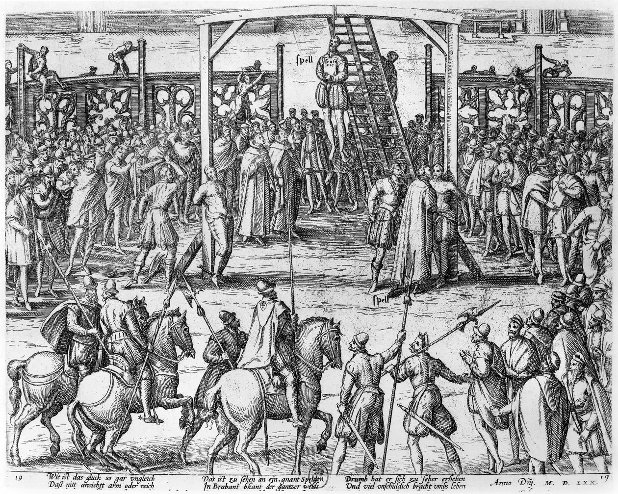 Escenas de ahorcamiento en Flandes, 1570 de Franz Hogenberg