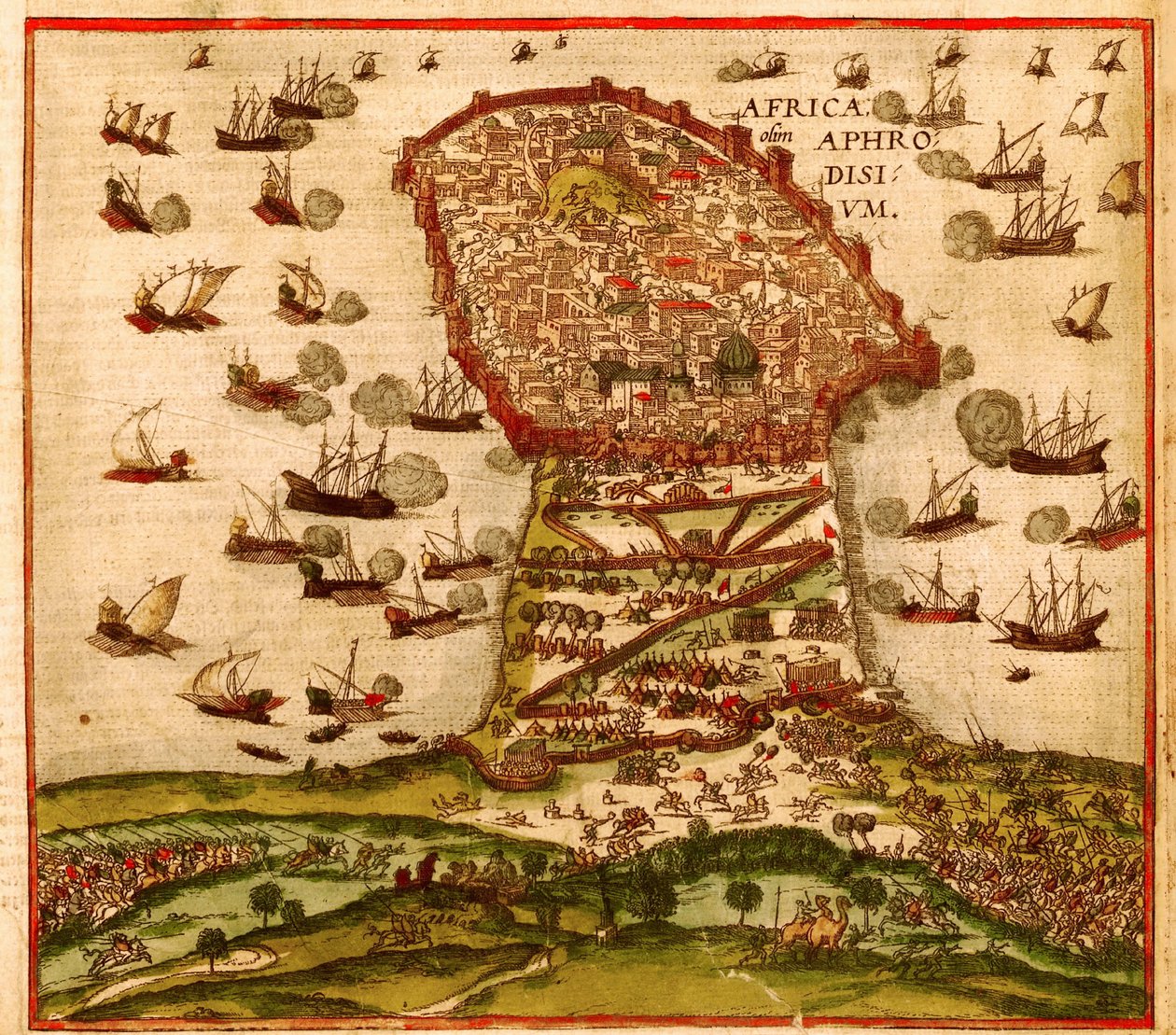 El corsario otomano Khayr al-Din Barbarroja contra el ejército de Carlos V, por Franz Hogenberg de Franz Hogenberg