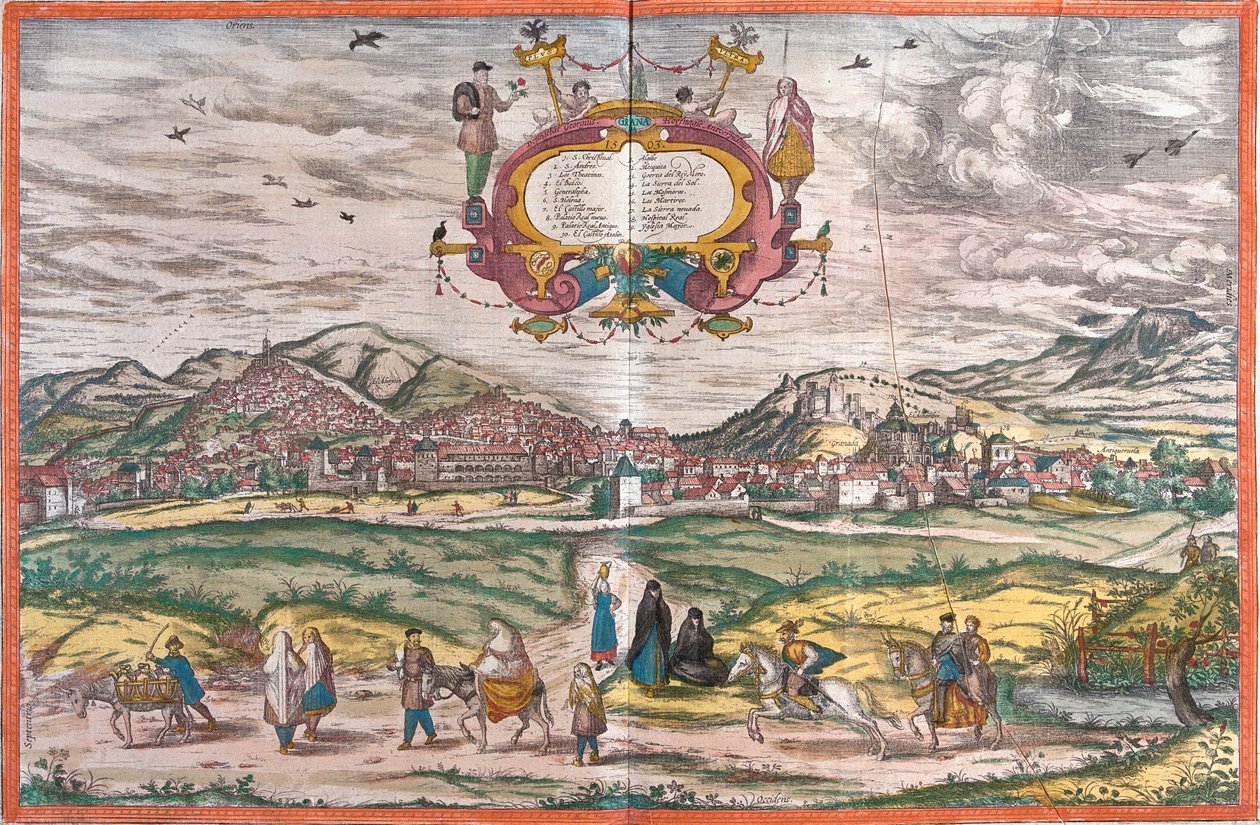 Vista de Granada, España (aguafuerte) de Franz Hogenberg