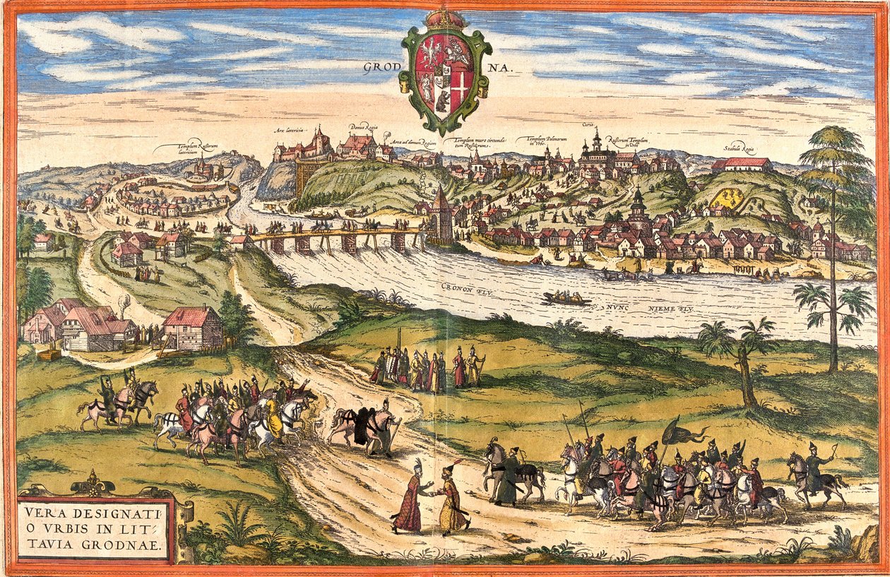 Vista de Hrodna o Grodno, Bielorrusia de Franz Hogenberg