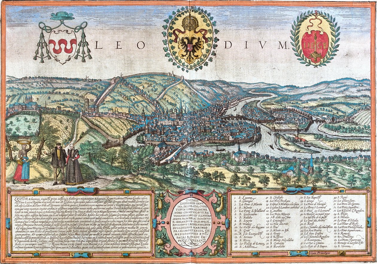 Vista de Lieja (Leodium), Bélgica (aguafuerte) de Franz Hogenberg