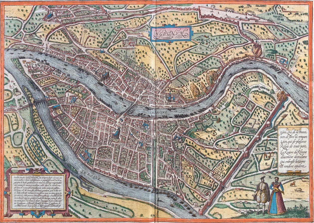Vista de Lyon (Lugdunum), Francia de Franz Hogenberg