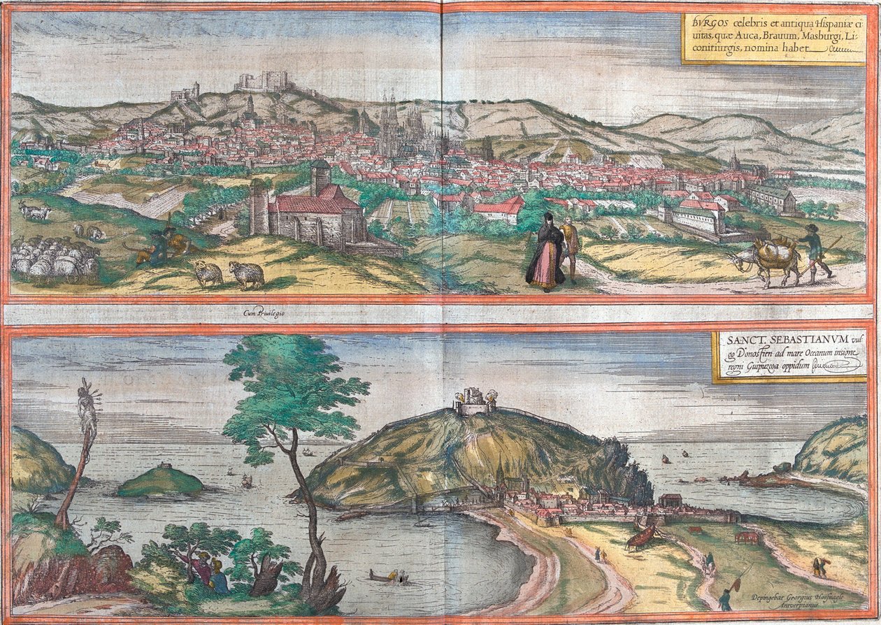 Vistas de Burgos y San Sebastián, España de Franz Hogenberg