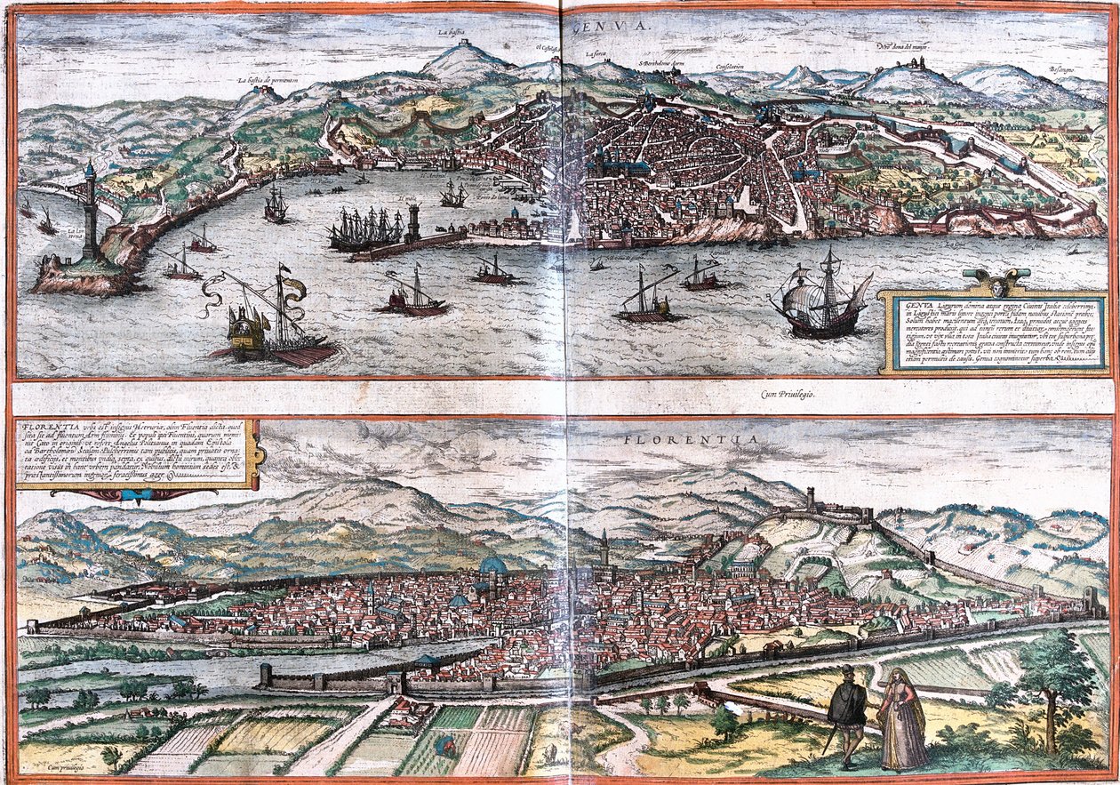 Vistas de Génova (Genua) y Florencia (Florentia), Italia de Franz Hogenberg