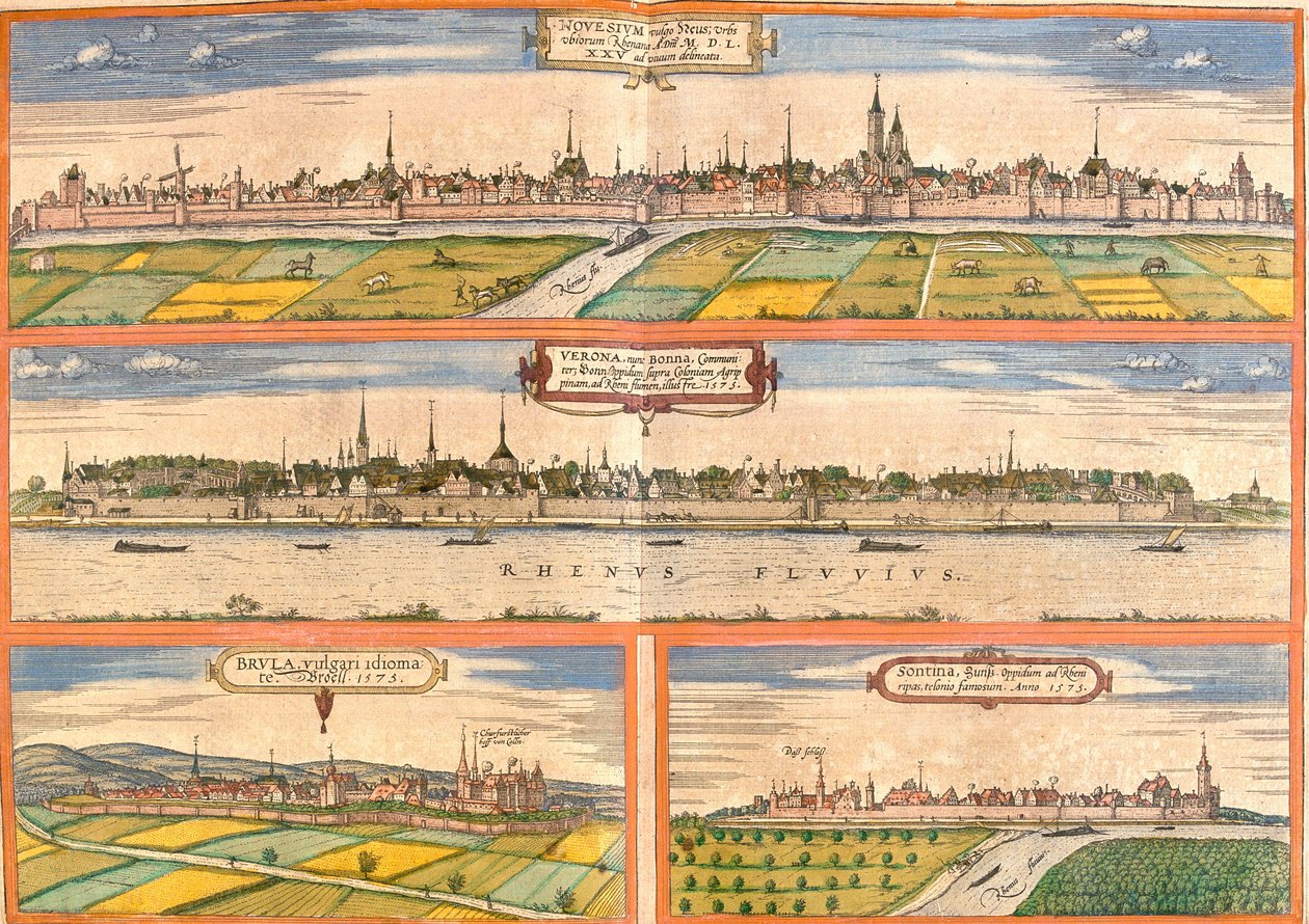 Vistas de Neuss, Bonn, Brühl y Zons, Alemania de Franz Hogenberg