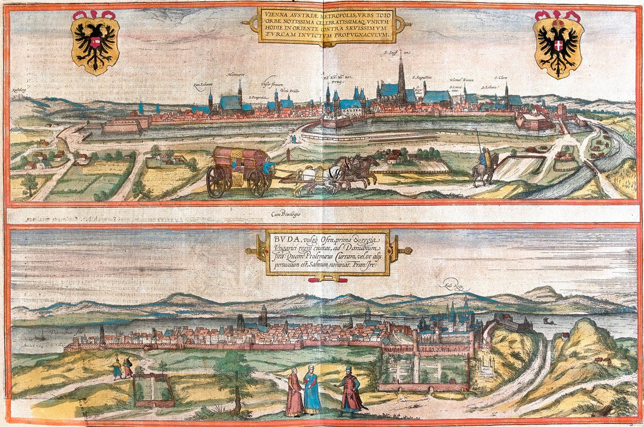 Vistas de Viena, Austria y Budapest, Hungría de Franz Hogenberg