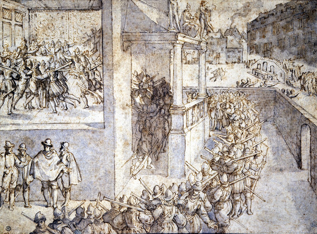 Guerra de Religión (San Bartolomé). Dibujo de Hogenberg de Franz Hogenberg