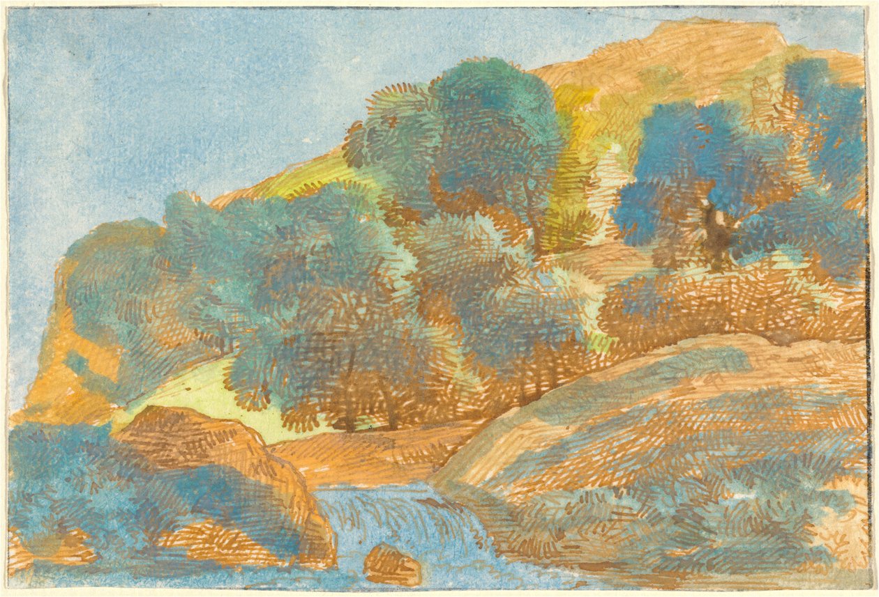 Paisaje montañoso con un arroyo de Franz Innocenz Josef Kobell