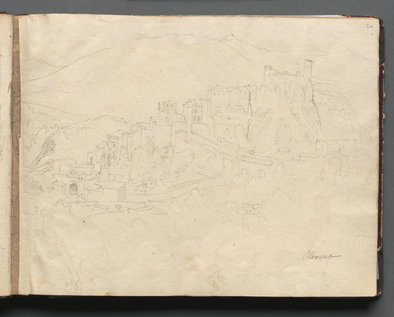 Álbum con vistas de Roma y alrededores, estudios de paisajes, página 02a: Olevano de Franz Johann Heinrich Nadorp