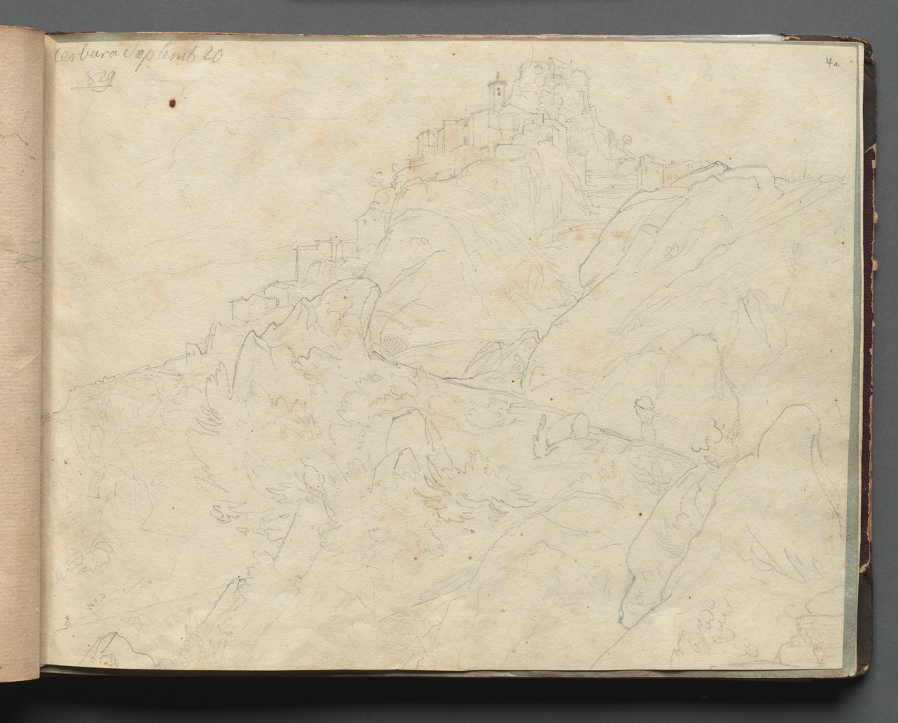 Álbum con vistas de Roma y alrededores, estudios de paisajes, página 04a: Cervera de Franz Johann Heinrich Nadorp