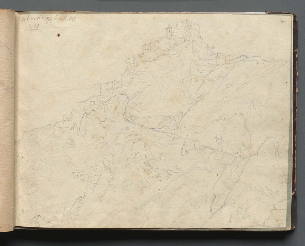 Álbum con Vistas de Roma y Alrededores, Estudios de Paisaje, página 04a: "Cervera" de Franz Johann Heinrich Nadorp
