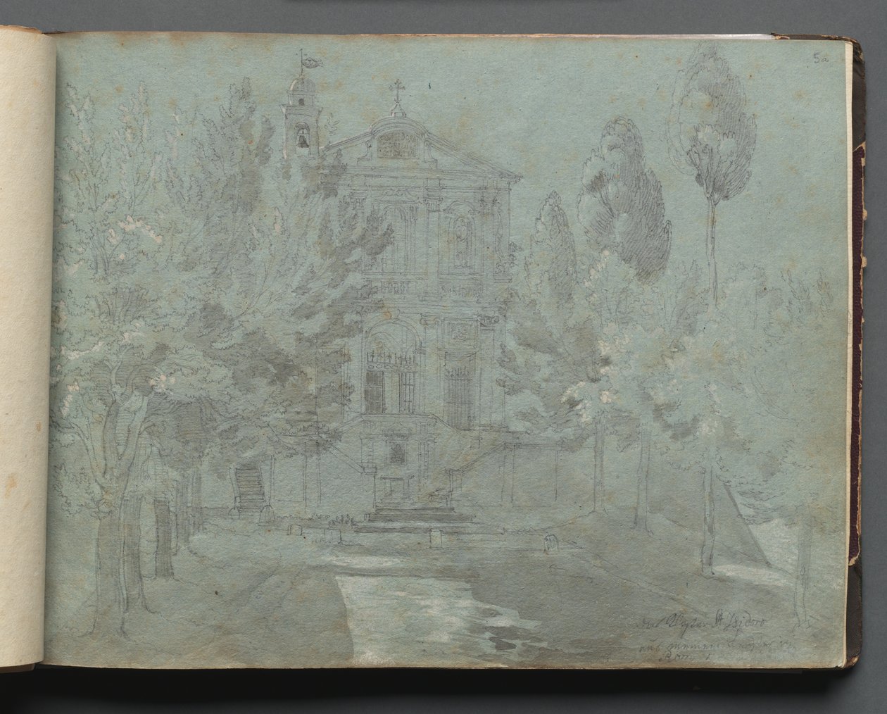 Álbum con vistas de Roma y alrededores, estudios de paisajes, página 05a: San Isidoro de Franz Johann Heinrich Nadorp