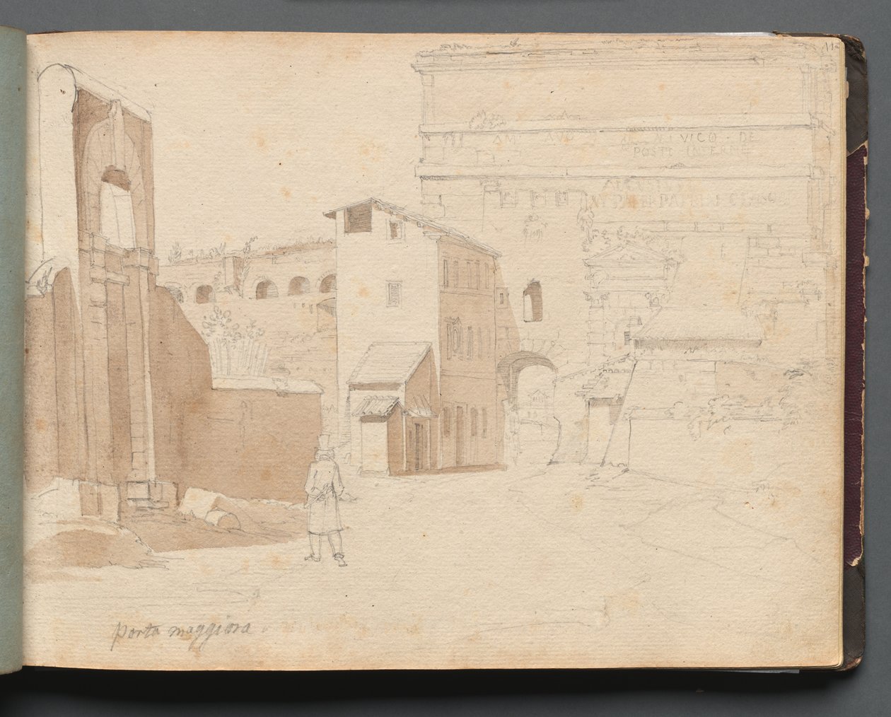 Album with Views of Rome and Surroundings, Landscape Studies, page 11a: "Porta Maggiore" de Franz Johann Heinrich Nadorp