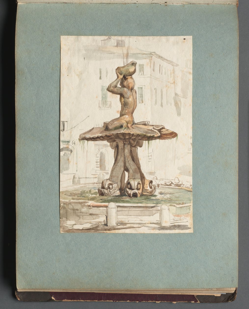 Álbum con vistas de Roma y alrededores, estudios de paisajes, página 17a: Fuente romana de Franz Johann Heinrich Nadorp