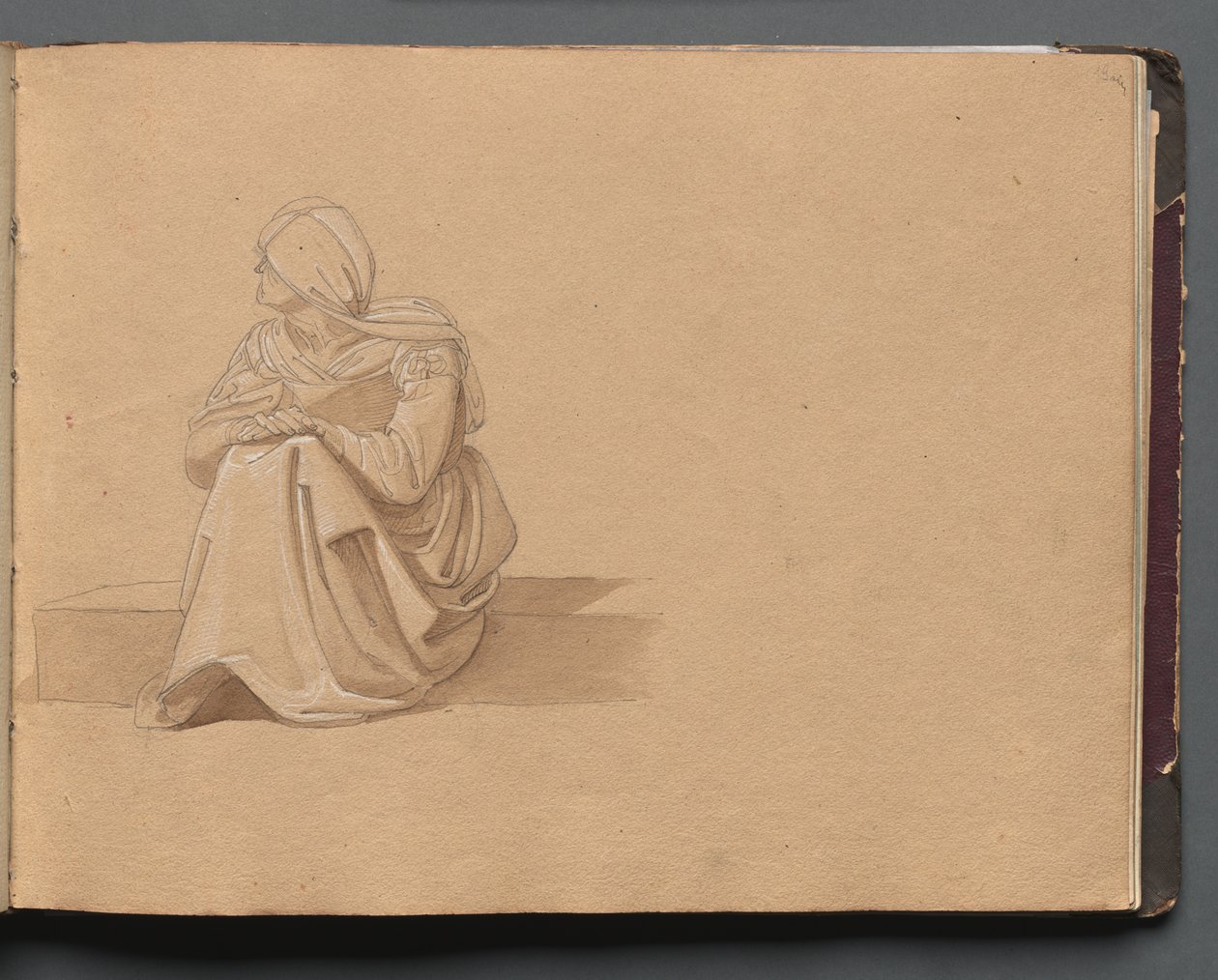 Album with Views of Rome and Surroundings, Landscape Studies, page 19a: Seated Female Figure de Franz Johann Heinrich Nadorp