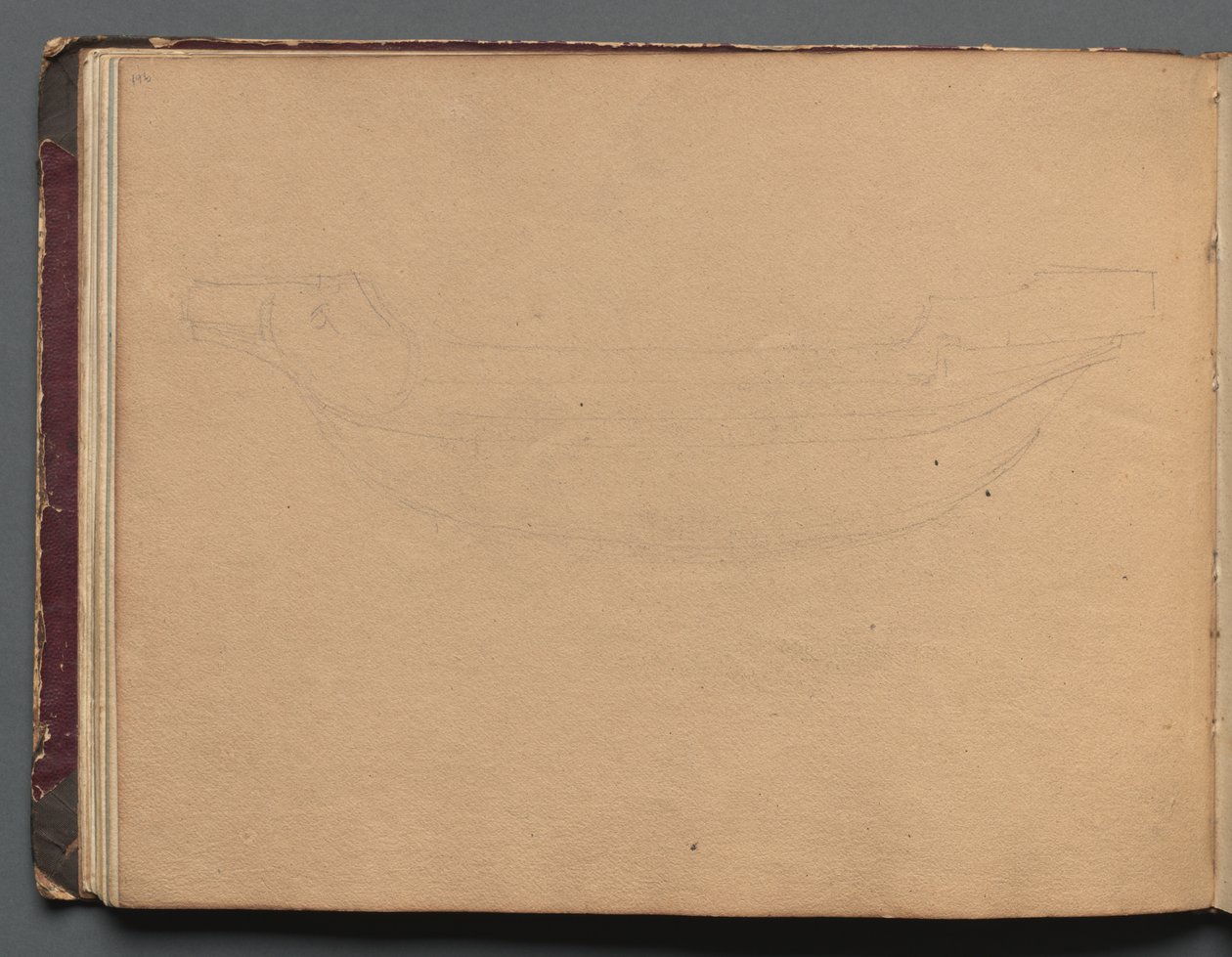 Album with Views of Rome and Surroundings, Landscape Studies, page 19b: Sketch of a boat de Franz Johann Heinrich Nadorp