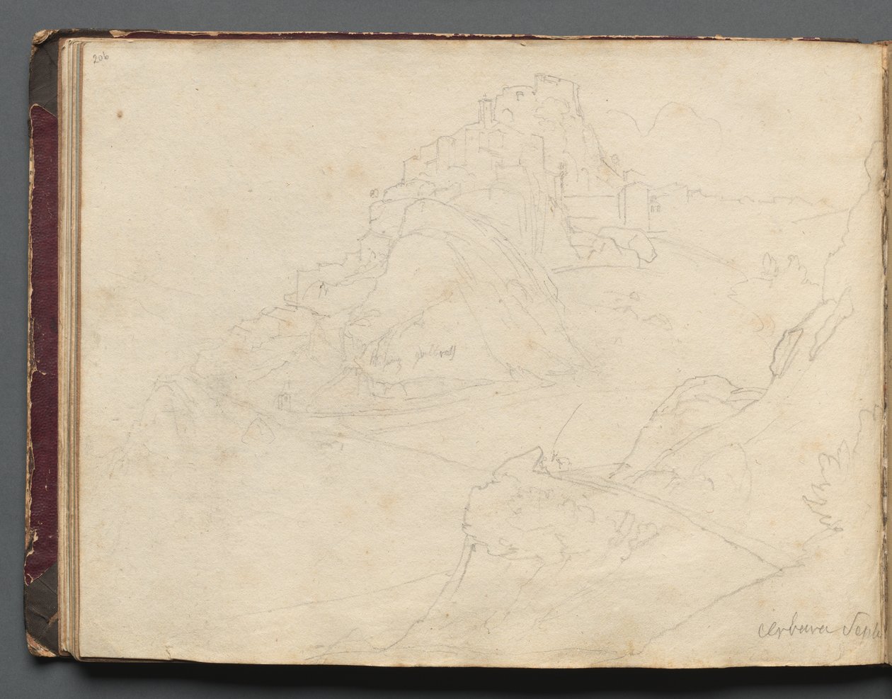 Álbum con vistas de Roma y alrededores, estudios de paisajes, página 20b: Cervera de Franz Johann Heinrich Nadorp