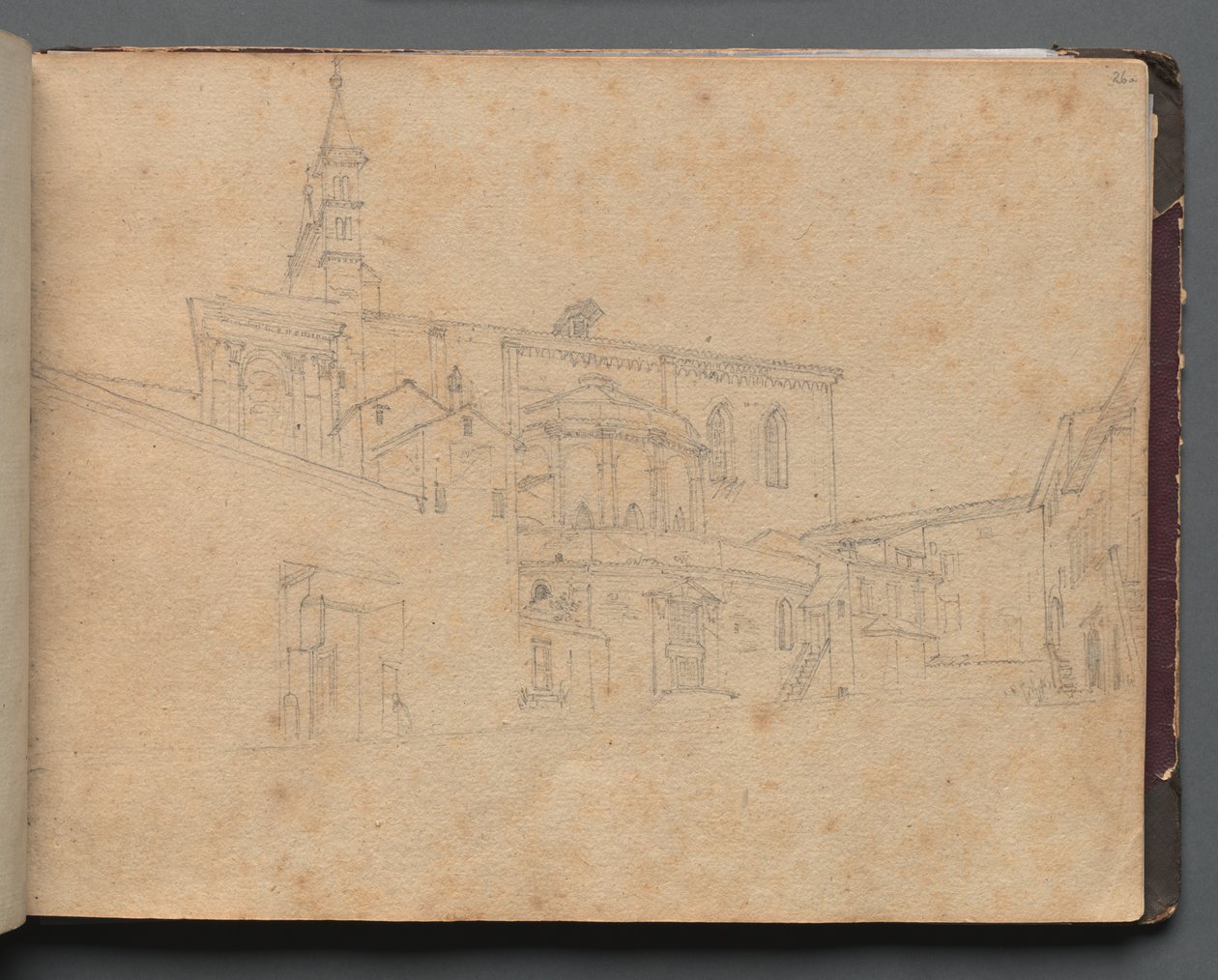 Álbum con vistas de Roma y alrededores, estudios de paisajes, página 26a: Vista arquitectónica romana de Franz Johann Heinrich Nadorp