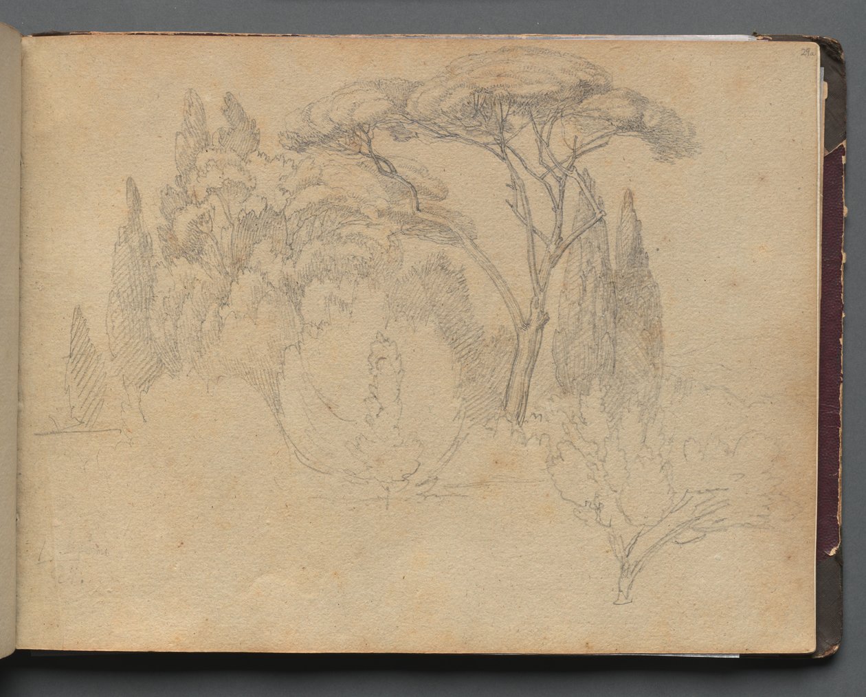 Álbum con vistas de Roma y alrededores, estudios de paisajes, página 29a: Estudio de paisaje de Franz Johann Heinrich Nadorp