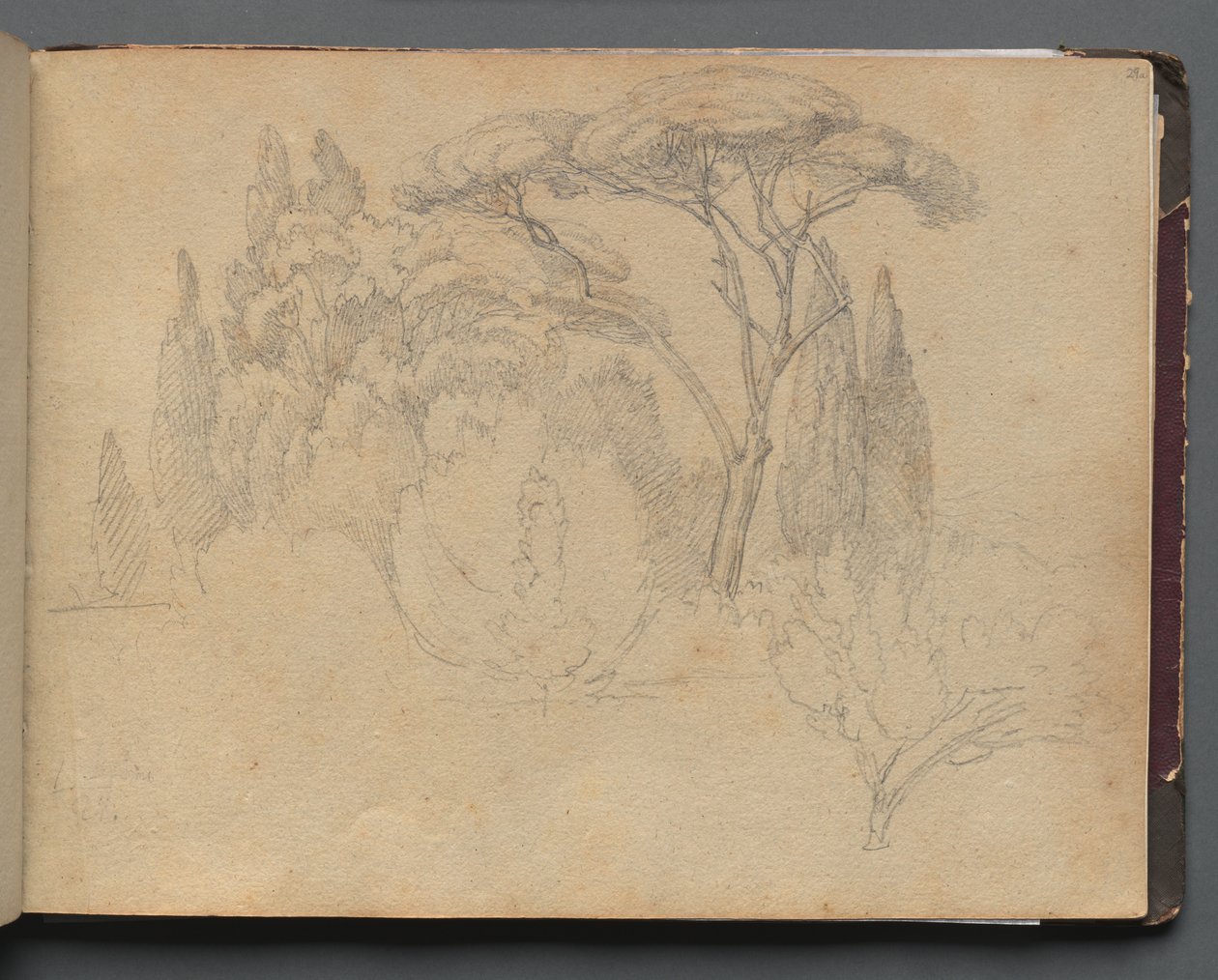 Album with Views of Rome and Surroundings, Landscape Studies, page 29a: Landscape Study de Franz Johann Heinrich Nadorp