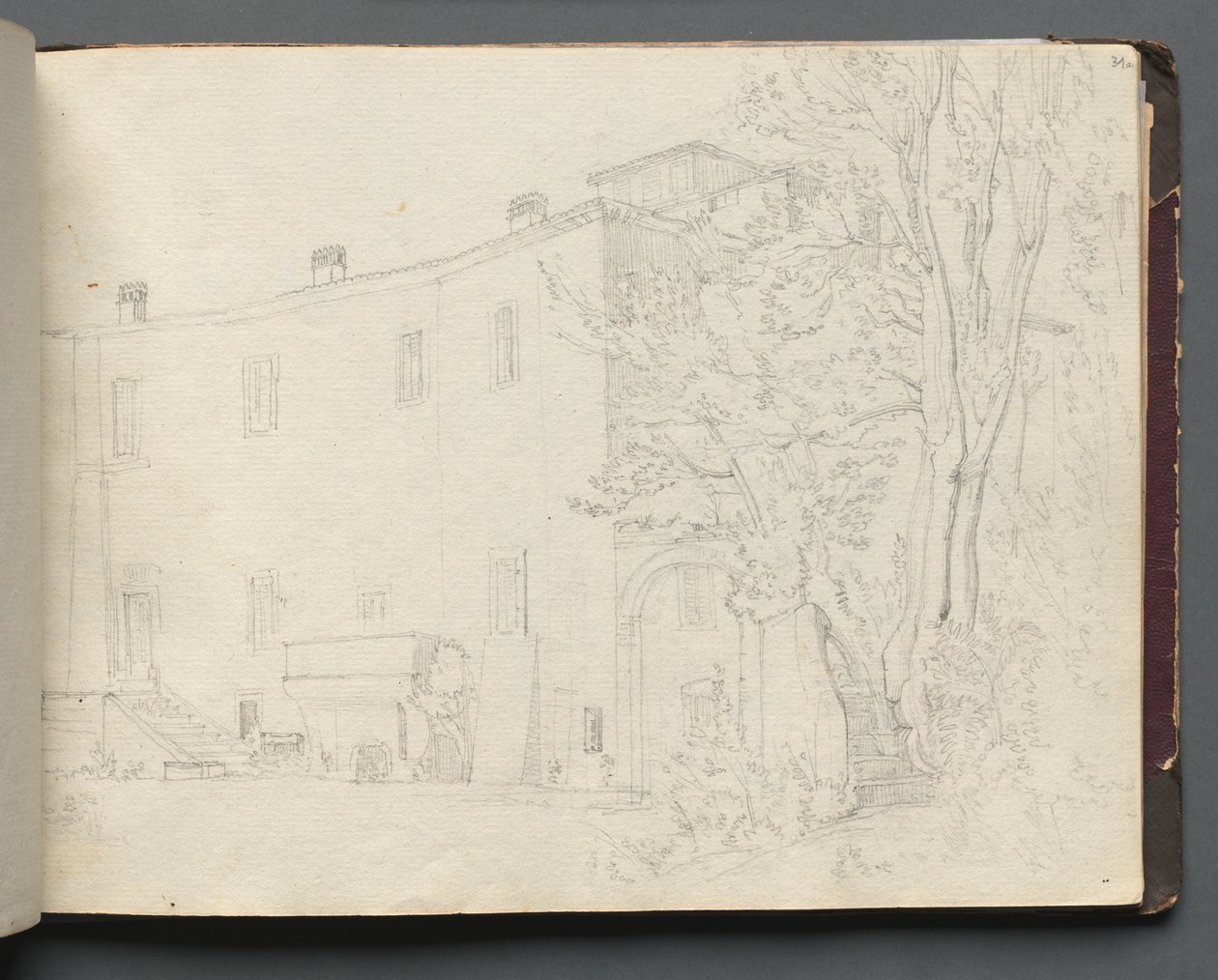 Álbum con vistas de Roma y alrededores, estudios de paisajes, página 31a: Estudio arquitectónico romano de Franz Johann Heinrich Nadorp