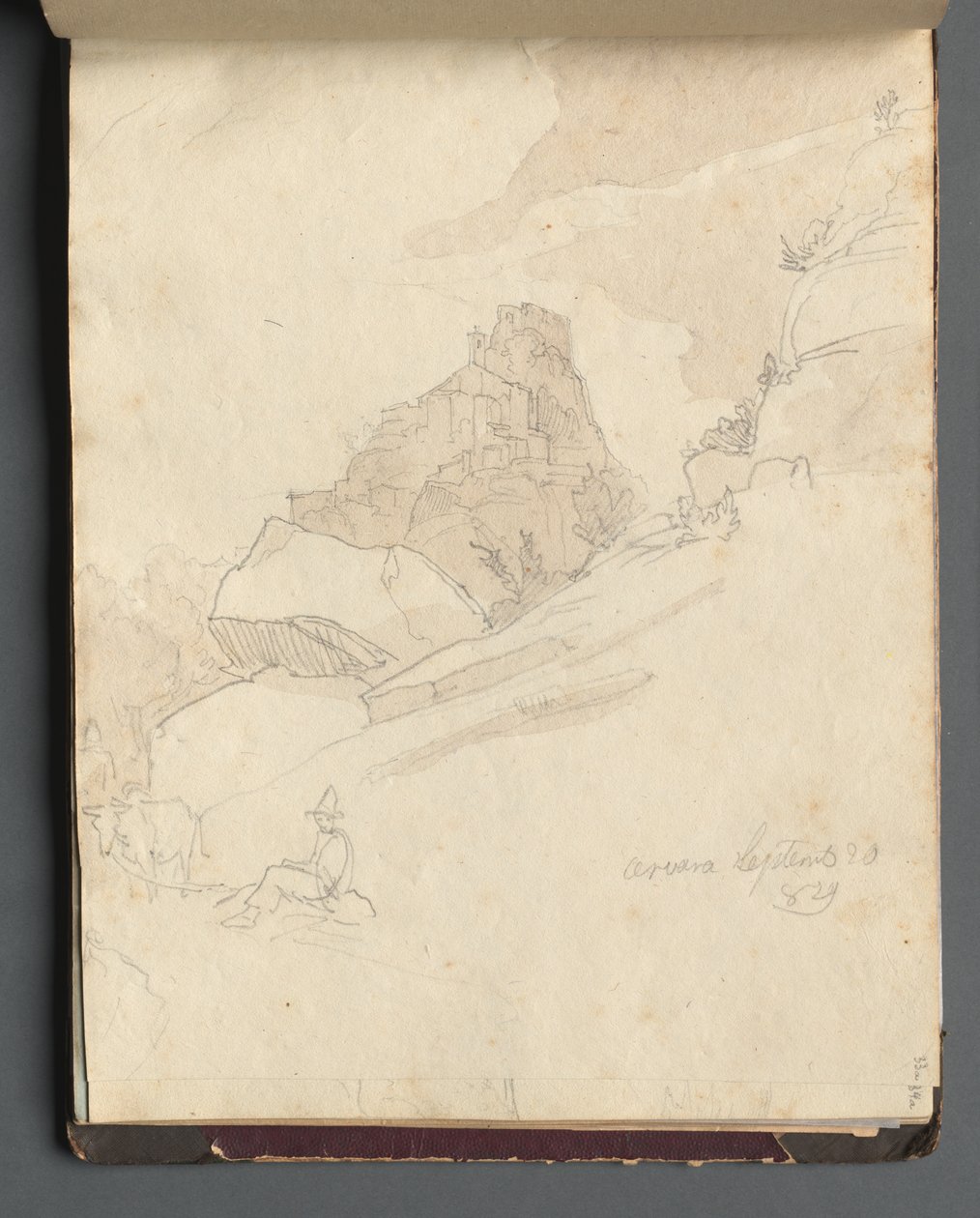 Álbum con vistas de Roma y alrededores, estudios de paisajes, página 33a: Cervera de Franz Johann Heinrich Nadorp