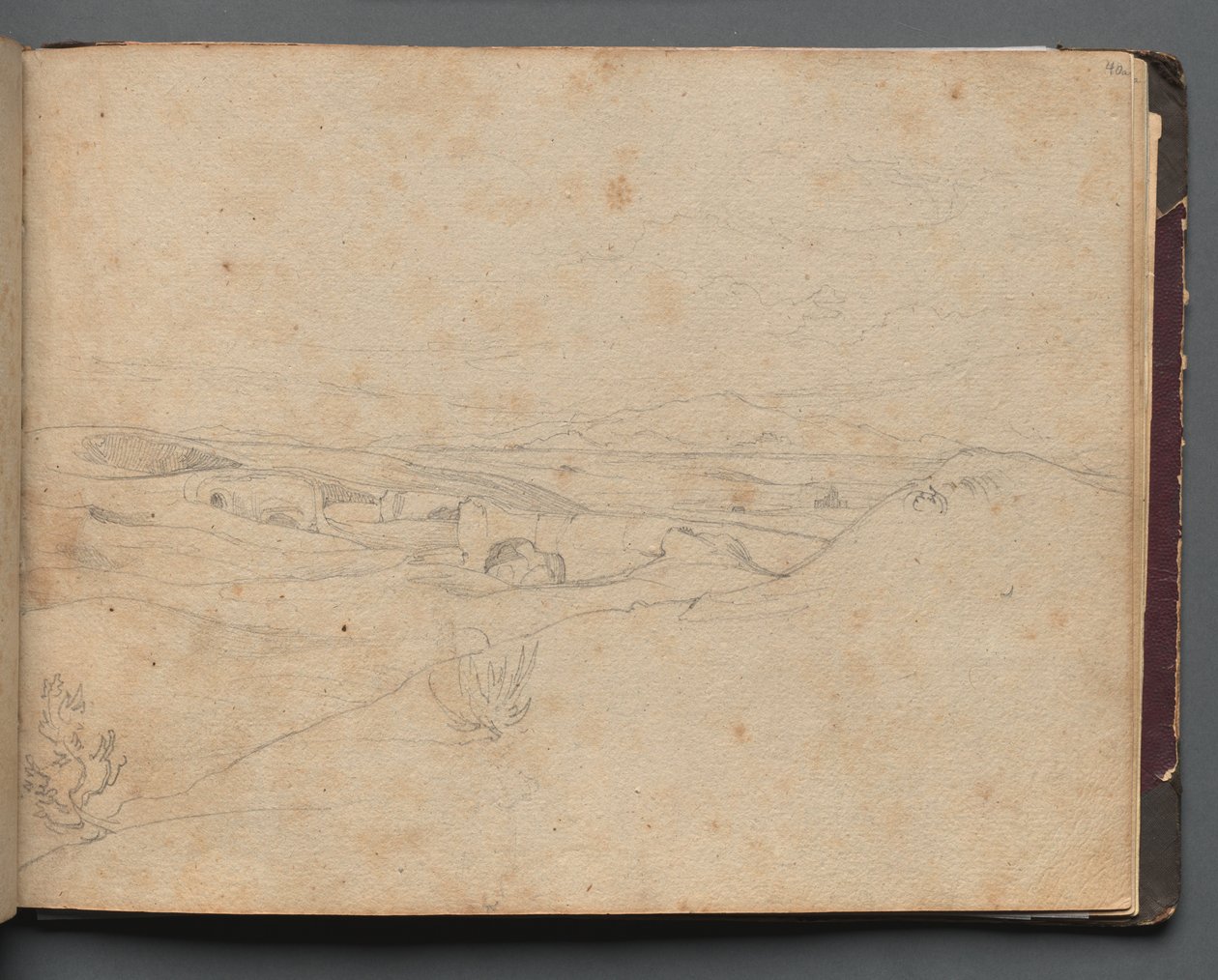 Álbum con vistas de Roma y alrededores, estudios de paisajes, página 40a: Paisaje romano de Franz Johann Heinrich Nadorp