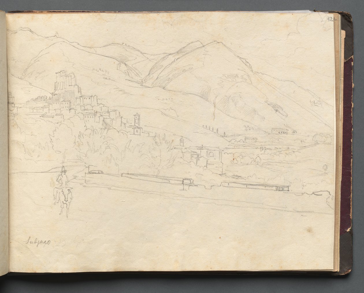 Álbum con vistas de Roma y alrededores, estudios de paisajes, página 42a: Paisaje romano de Franz Johann Heinrich Nadorp