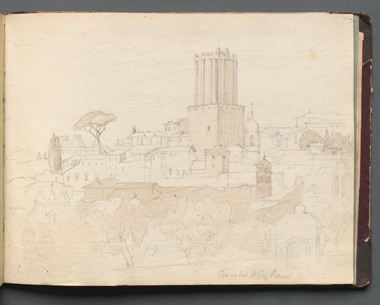 Album with Views of Rome and Surroundings, Landscape Studies, page 47a: " Torre del Nero, Rome" de Franz Johann Heinrich Nadorp