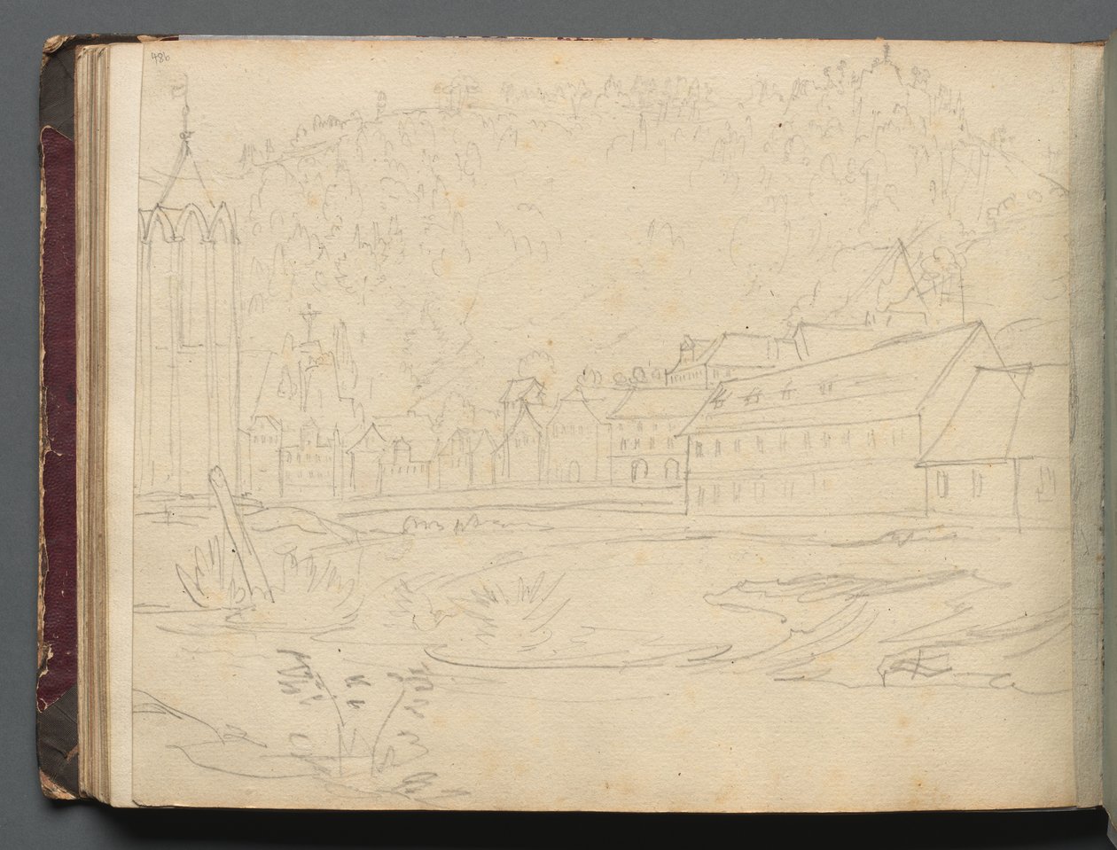 Álbum con vistas de Roma y alrededores, estudios de paisajes, página 48b: Paisaje romano de Franz Johann Heinrich Nadorp