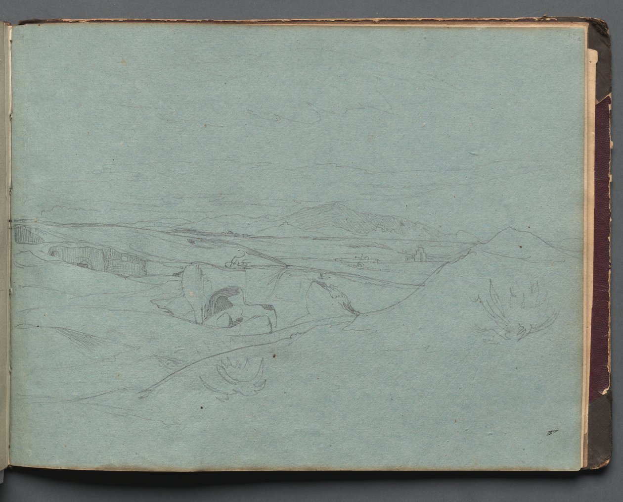 Álbum con vistas de Roma y alrededores, estudios de paisajes, página 52a: Paisaje romano de Franz Johann Heinrich Nadorp