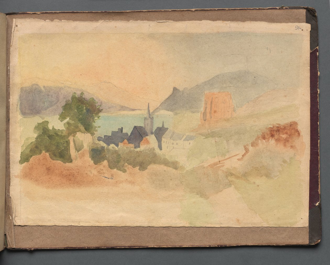 Álbum con vistas de Roma y alrededores, estudios de paisajes, página 54a: Paisaje romano de Franz Johann Heinrich Nadorp