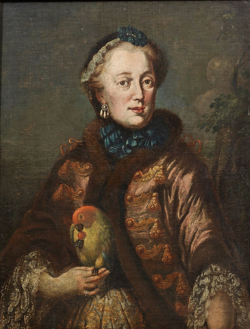 Alemán: Kurfürstin Maria Anna von Bayern mit Papagei Retrato de Maria Anna Sophia de Sajonia (1728-1797), Electa de Baviera con un pájaro de Franz Joseph Winder