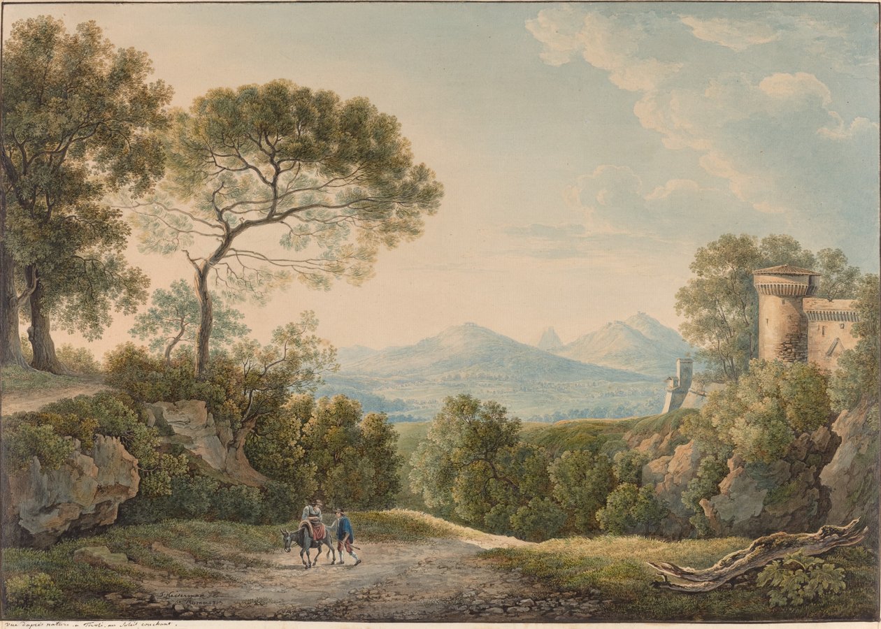 Vista desde Tívoli a través del valle del Tíber al atardecer de Franz Kaisermann