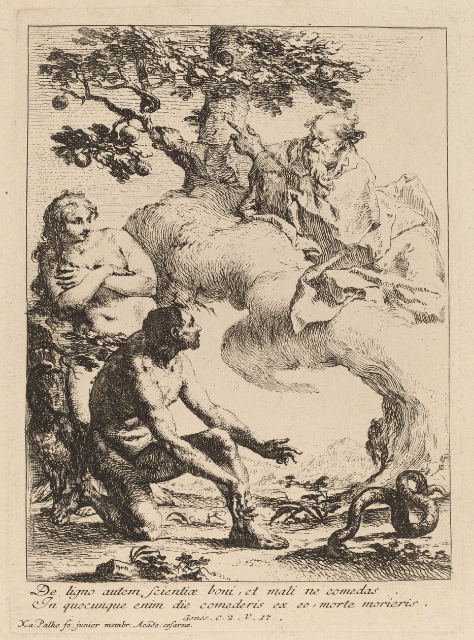 Dios ordenando a Adán y Eva de Franz Karl Palko