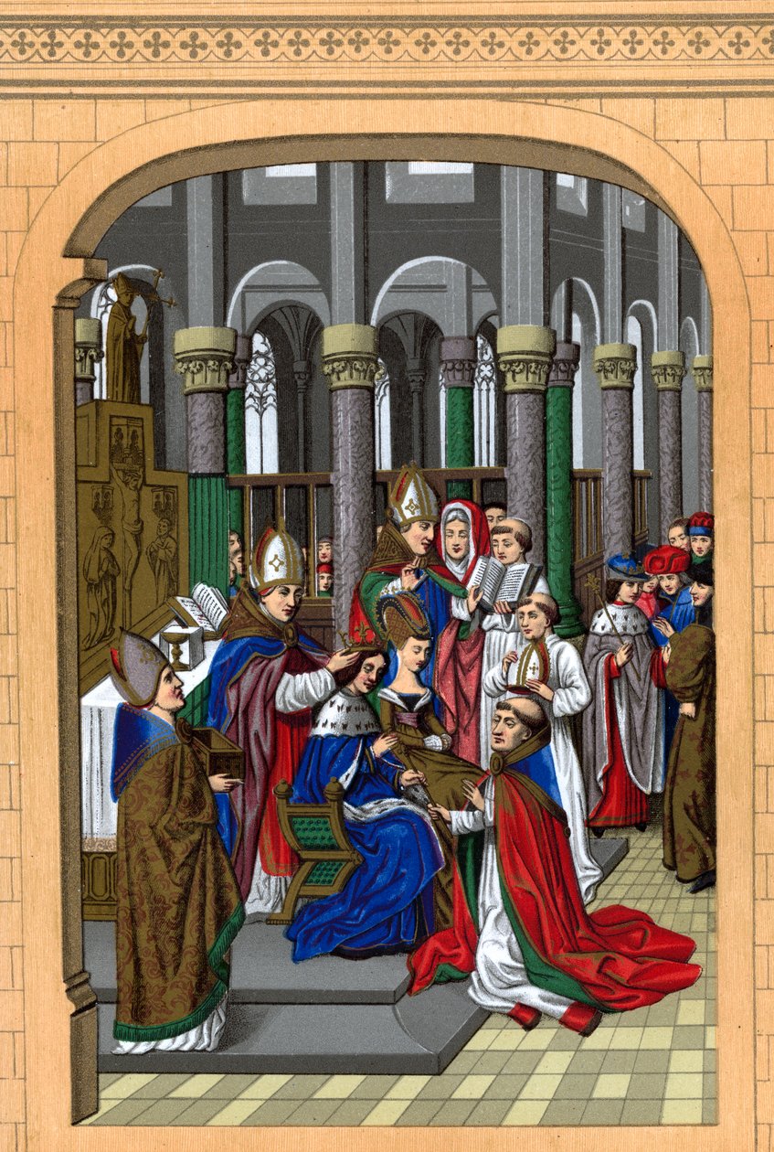 Coronación de Carlos V, Rey de Francia, siglo XIV, 1870 de Franz Kellerhoven