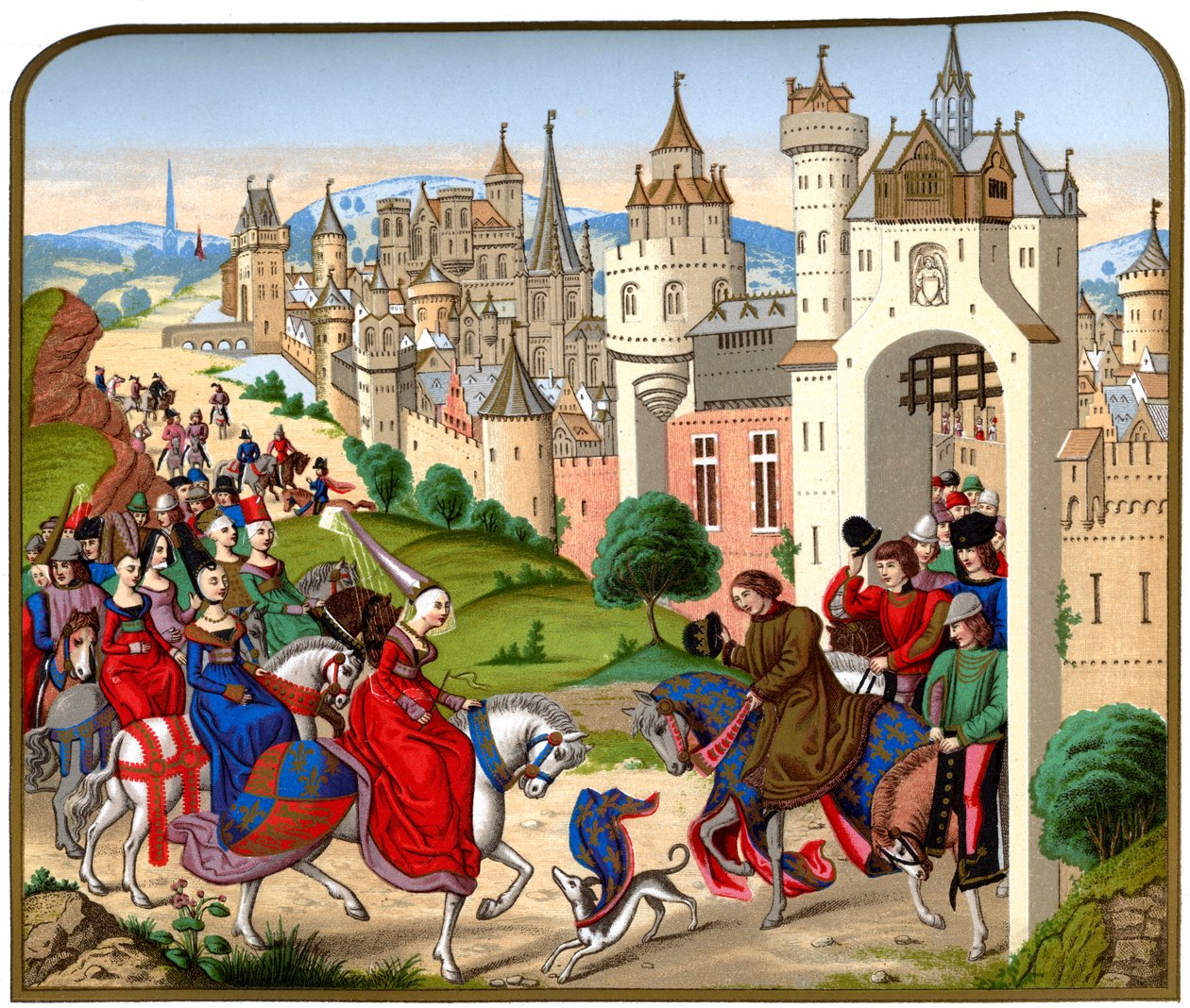 Entrada de la Reina Isabeau de Baviera en París, c. 1500, 1870 de Franz Kellerhoven