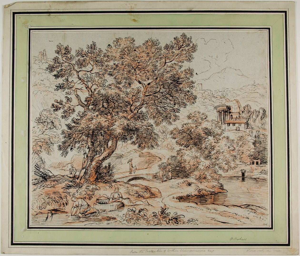 Figuras en paisaje idílico italianizante de Franz Kobell