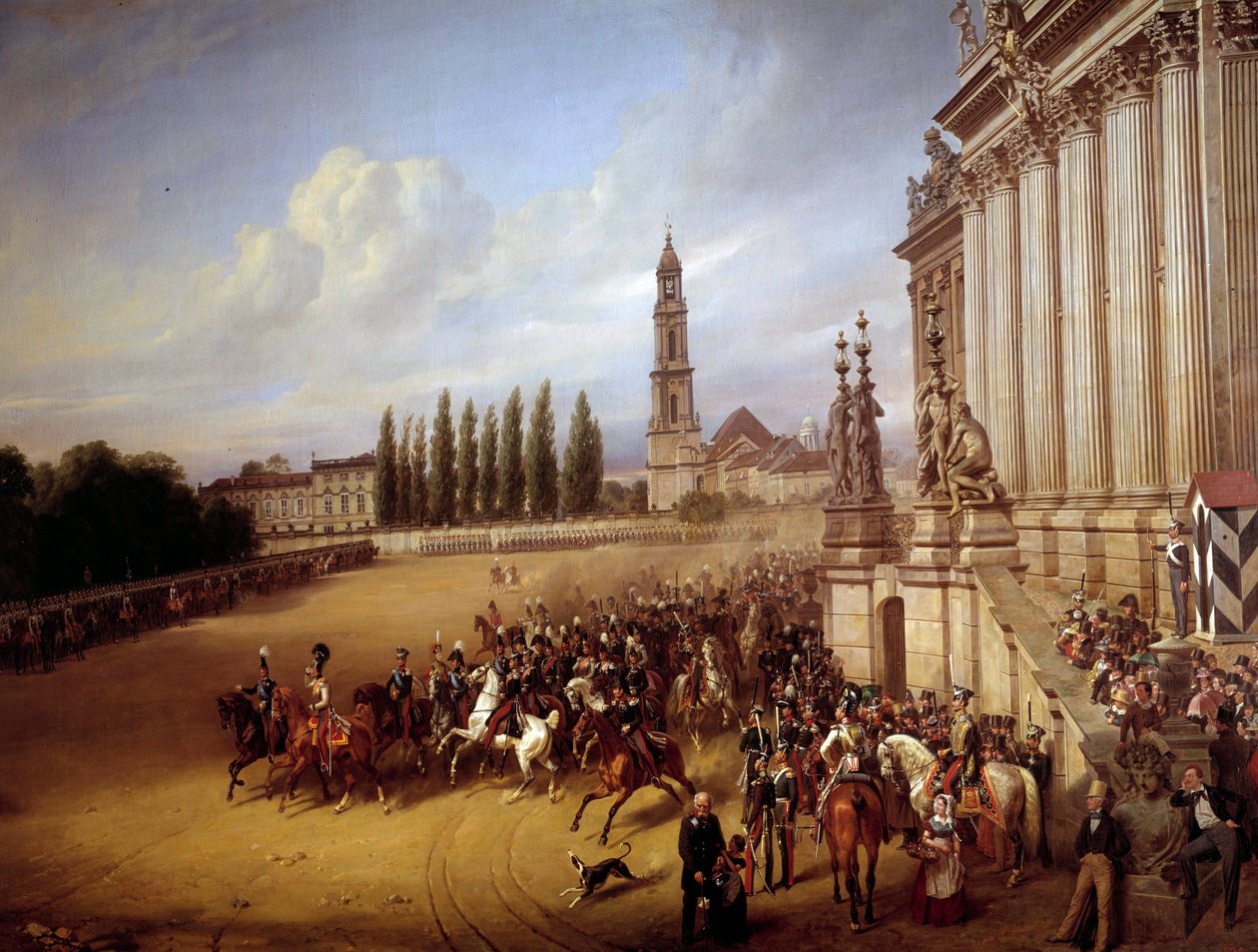 Desfile en Potsdam. Pintura de Franz Kruger (1797-1857) de Franz Krüger
